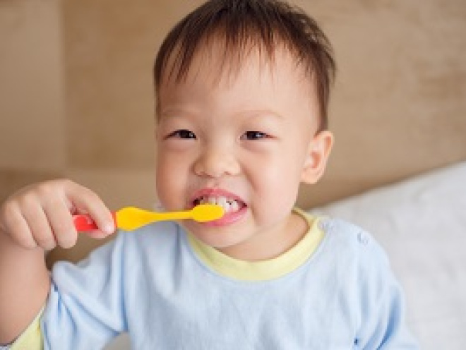Toddler with toothebrush